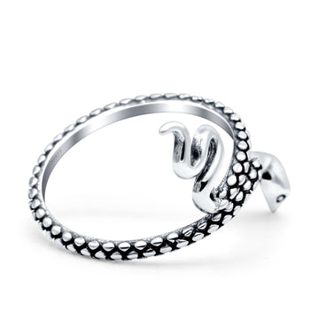 Snake Oxidized Band Solid 925 Sterling Silver Thumb Ring (21mm)